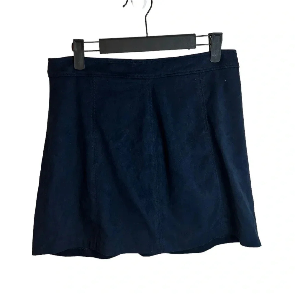 BERSHKA GIRL NAVY BLUE FAUX SUEDE SKIRT